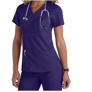 Wholesale Women Medical <b>Scrub</b> Uniform <b>Set</b> – Short Sleeve Nursing Hospital Uniform with Custom Embroidery - Product Image 2