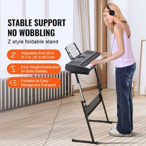 Pianoforte Digitale a 61 Tasti con Supporto Portatile Illuminato, 600 Toni, 500 Ritmi, Altoparlante Integrato, Design Compatto - Product Image 6