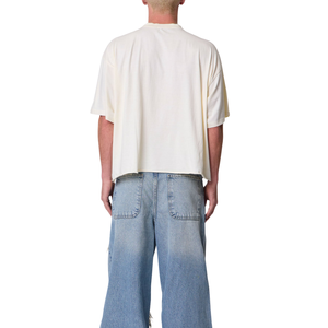 เสื้อยืดคอกลมแขนสั้นลายกราฟิกใบหน้าแบบนามธรรมทรงหลวมสไตล์สตรีทแวร์ขายส่งแบบกำหนดเอง OEM ผ้าคอตตอนเจอร์ซีย์ - Product Image 3