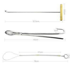 Juego de herramientas veterinarias de acero inoxidable para parideras de ganado (cerdos, cabras, vacas): cuerda, pinza y gancho auxiliar para producción porcina. - Product Image 2