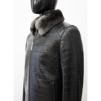 Veste en cuir véritable pour homme de créateur en gros / Blazer en cuir de haute qualité personnalisé pour homme / Nouveau style de blazer en cuir et fourrure tendance