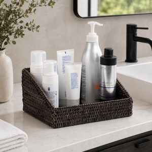 Cesta de ratán con bordes biselados, hecha a mano, para almacenamiento, de ratán natural, moderna, multifuncional, hecha en Vietnam - Product Image 6