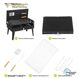 Portable Folding Charcoal Grill 43x26x46cm Steel Outdoor Camping <b>BBQ</b> Grill with <b>Tools</b> and Painted Finish - Product Image 3