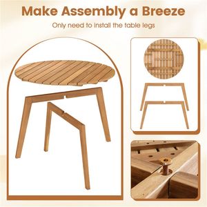 Tavolino Rotondo in Legno di Acacia Premium 62,2 cm x 62,2 cm x 40,6 cm, Capacità 75 kg, per Patio e Esterni - Product Image 6