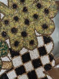 Embroidered <b>Table</b> Runner <b>Plant</b> Pattern Bohemian Style Green Black White Home Decor - Product Image 2