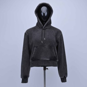 High Quality 100% Cotton Fashion Style Plain Casual Winter Cropped Hoodies Women's Sweatshirts Long Sleeve Breathable Cropped - Product Image 1