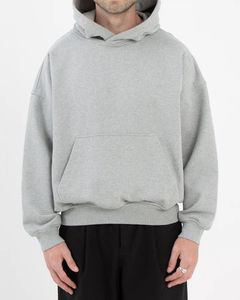 Custom Streetwear Blank Unisex Pullover <b>Black</b> Hoodies Luxury 100% Cotton Plain Heavyweight Oversized Fleece <b>Men</b> Cropped Hoodie - Product Image 4