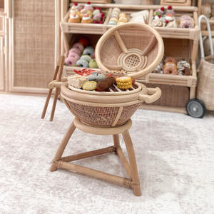 Juguetes de barbacoa para niños, linda parrilla de barbacoa de ratán, juego de simulación en miniatura, juego de cocina imaginativo - Product Image 5