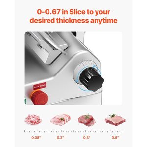 Affettatrice Elettrica per Gastronomia 500W, Automatica, Lama Affilata in Acciaio 75Cr1 da 10 Pollici, Spessore Regolabile 0-0,67 Pollici per Carne - Product Image 4