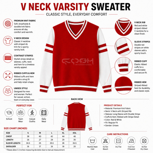 Cosh เสื้อสเวตเตอร์แขนยาวแบบถักคอวีแขนยาวระบายอากาศได้ดีสีตัดกันสีแดงขาว - Product Image 6