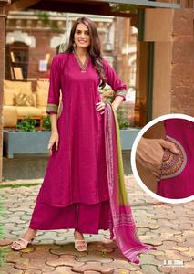 Barline Viscose Thread & Handwork <b>Kurti</b> with Vatican Bottom Barline Viscose Dupatta Pure chanderi Print - Product Image 4