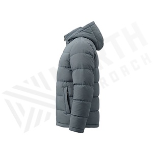 Hooded Quilted Waterproof <b>Bubble</b> Jacket Black Full Sleeve Winter Windproof Cotton Shell Knitted Fabric Polyester Filling Stand - Product Image 3