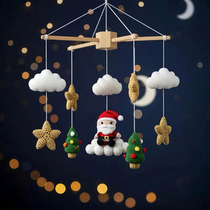 Móvil de Ganchillo de Algodón para Bebé con Decoraciones de Santa Claus, Árbol de Navidad, Nubes y Estrellas, Juguete Suave para Cuna, Unisex, 0-24 Meses - Product Image 4