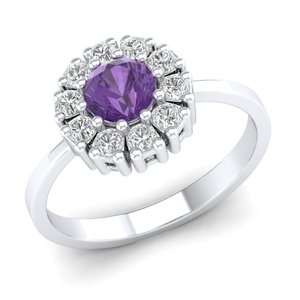 Bague Halo REYES en Argent Sterling 925 avec Moissanite Certifiée GRA et Améthyste Naturelle pour Femme – Bijoux Fins – Grande Vente - Product Image 2