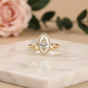 Marquise Cut Moissanite <b>Solitaire</b> <b>Ring</b> 925 <b>Silver</b> 18K Gold Plated Prong Setting Luxury Engagement Band Women's 8K - Product Image 2