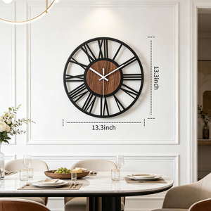 Large Vintage Metal <b>Wall</b> <b>Clock</b> Round Iron <b>Silent</b> Decorative <b>Clock</b> for Indoor Outdoor Garden Home Living Room - Product Image 2