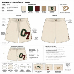 Shorts de Felpa Crema con Aplique del Logotipo O7, Cintura con Cordón Ajustable, Pantalones Cortos Casuales para Mujer - Product Image 5