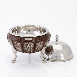<b>Chafing</b> <b>Dish</b> <b>Set</b> Hotpot Server for Ramadan Royal Walnut Wood & Mother of Pearl Arabesque Inlay Elegant Khaleeji Style <b>Buffet</b> <b>Set</b> - Product Image 3