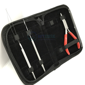 Kit de 3 Herramientas de Acero Inoxidable para Extensiones de Cabello: 1 Pinza y 2 Agujas - Ligeras, Reutilizables, de Calidad Profesional para Salón de Belleza - Product Image 1