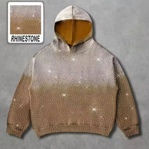 Sweat à capuche personnalisé en polaire avec strass pour homme - Streetwear respirant en mélange de coton de haute qualité - Product Image 6
