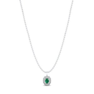 Collier pendentif REYES de luxe en argent sterling 925 avec émeraude taille coussin de 2,48 carats, certifié GRA, bijoux fins en moissanite - Product Image 1