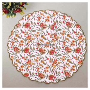Handmade Printed Modern <b>Round</b> <b>Table</b> Napkin 100% Cotton Unique Design for Airplane, Hotels and Home Use EN033 - Product Image 1