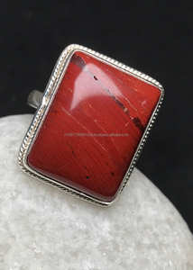 แหวนแจสเปอร์สีแดงธรรมชาติ925แหวนเงินแท้สำหรับเป็นของขวัญทำมือเครื่องประดับสำหรับเดือนมีนาคมสำหรับเธอ - Product Image 4