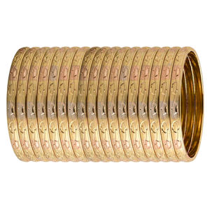 Pulseras Étnicas de Aleación de Cobre Tricolor ORO-Z, Brazalete de Alta Calidad con Patrón de Ondas Grabado, Joyería para Mujer para Fiestas - Product Image 1