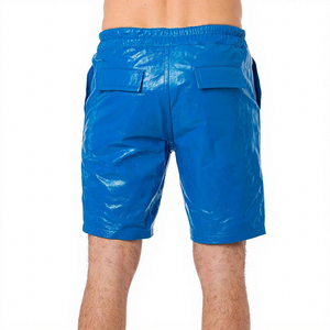 Men's Blue Canvas <b>Shorts</b> Mid Waist Button Closure Casual Style with Pockets Eco-Friendly Breathable Quick Dry - Product Image 4