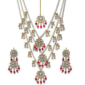 Indian Stylish Layered Pearl Rani Haar Long Kundan Necklace Zircon Alloy Jewellery Set Wedding Engagement Party Gift Hiphop Gold - Product Image 4