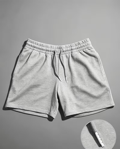 Men's Elastic Waist Solid Knitted Cotton Sweat Shorts Breathable Mid Waist Casual Athletic Pants with Pockets - Product Image 1