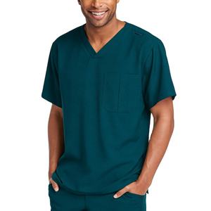 Ensemble de blouses médicales pour hommes, col en V, vert sarcelle, en coton et polyester tissé, uniforme d'hôpital avec détection d'aiguilles - Product Image 3
