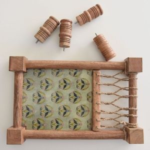 Plateau à thé en rotin décoratif unique, fait à la main, pour servir des en-cas, idéal pour un salon, une cuisine et des espaces de repas esthétiques - Product Image 2