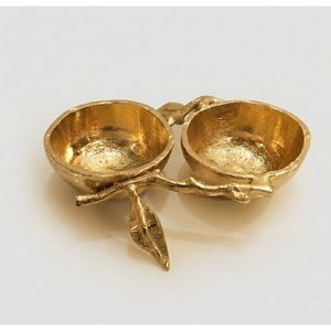 Premium Metal Double Dry Fruit Bowl Serving Dish Gold Finish Branch Leaf Style Dry Fruit Holder Decorative Tableware Luxury Gift - Product Image 4