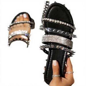 Chaussures plates pour femmes, style punk rock, à enfiler, avec bout ouvert - Product Image 2