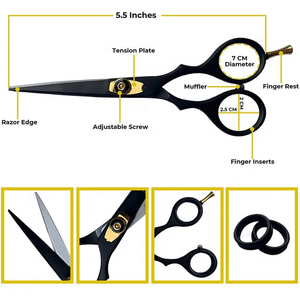 Ciseaux de coiffure professionnels Tegra pour barbier, pour droitiers, 28 dents, manche en caoutchouc moyen, vente en gros - Product Image 4