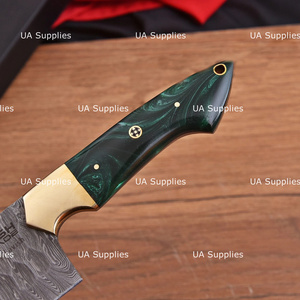 Couteau de Chef de Cuisine Moderne de Style Japonais en Acier Damas Fait Main, Manche en Résine Ambidextre de 8-9,9 pouces, Couteaux Écologiques - Product Image 2