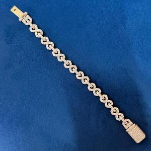 Bracelet entièrement serti de diamants Moissanite VVS de 18 mm, plaqué or, argent sterling 925, style Hip Hop Cuban - Product Image 6