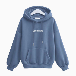 เสื้อฮู้ดโอเวอร์ไซส์แบบยูนิเซ็กซ์ สีพื้น ผ้าฝ้ายเฟรนช์เทอร์รี่ มีกระเป๋า สวมใส่สบายๆ สำหรับฤดูใบไม้ร่วง พิมพ์ลายโลโก้ด้านหน้าด้วยเทคนิคฮีททรานเฟอร์ - Product Image 2