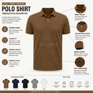Custom <b>Men's</b> Plain <b>Brown</b> <b>Polo</b> <b>Shirt</b> 100% Cotton Pique <b>Polo</b> T-<b>Shirt</b> Short Sleeve Golf Casual Wear OEM ODM Bulk Wholesale - Product Image 6