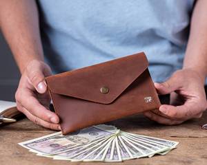 Genuine Leather Cash Envelope System Wholesale Manufacturer Custom Logo Luxury Cash Stuffing B2B Wallet LCE-0038 - Product Image 3