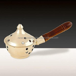 Quemador de Incienso de Latón Ecológico Hecho a Mano con Mango de Madera para Carbón, Aroma a Jazmín y Sándalo, Estilo Budista, Incienso Tibetano - Product Image 2