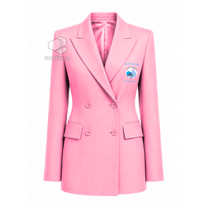 Jack And Jill Of America Women's Double Breasted Blazer Pink Embroidered Peak Lapel Tailored Formal Business Office <b>Suit</b> Jacket - Product Image 1