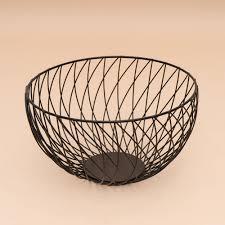<b>Round</b> Metal <b>Storage</b> <b>Basket</b> Iron Wire Kitchen Food Container Durable Minimalist Standing Type Single Tier Welding Design - Product Image 2