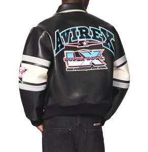 Avirex Custom Men's Vintage Genuine Leather Bomber <b>Jacket</b> Embroidered Patch Racing Varsity <b>Jacket</b> OEM ODM Wholesale Manufacturer - Product Image 4