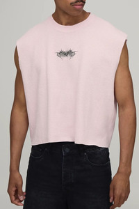 Custom Oversized Sleeveless <b>Waffle</b> Knit T <b>Shirt</b> Men Streetwear Cropped Muscle Tank Top Cotton Summer Casual Vest - Product Image 3