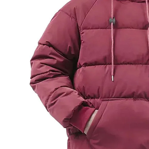 Chaqueta de Invierno con Capucha para Hombre, Acolchada, de Color Sólido, con Relleno de Poliéster, Estilo Casual, Holgada, Resistente al Viento, con Bolsillo Delantero, Estilo Pullover - Product Image 4