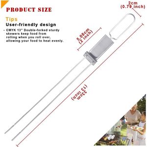 Set di 6 Spiedini per Barbecue in Acciaio Inox da 13 Pollici, Accessori Riutilizzabili per Grigliare, Spiedini Scorrevoli per Shish Kebab - Product Image 2