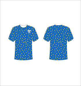 T-shirt pour homme à motif à pois bleus, manches courtes, col rond, coupe classique, imprimé par sublimation, respirant, en polyester tricoté - Product Image 1