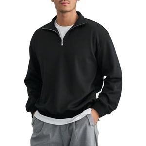 OEM Custom Men's Women's Oversized Half Zip Sweatshirt <b>Mock</b> <b>Neck</b> Plain Cotton Streetwear <b>Top</b> - Product Image 1
